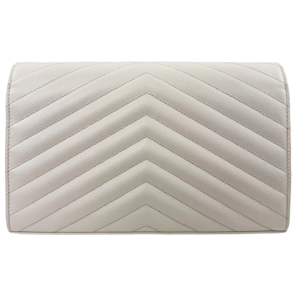 YVES SAINT LAURENT YSL White Leather Cassandre Shoulder Bag LHQ2287