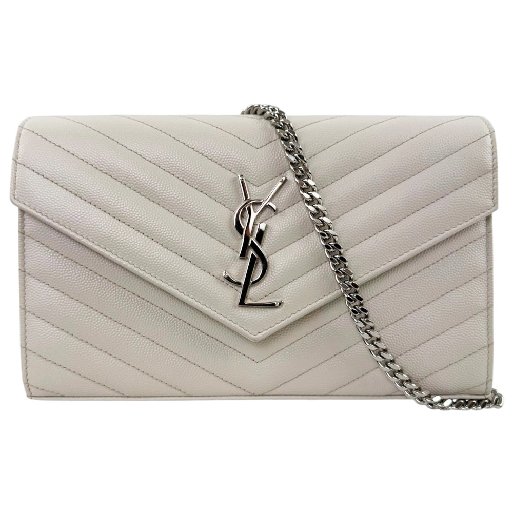 YVES SAINT LAURENT YSL White Leather Cassandre Shoulder Bag LHQ2287