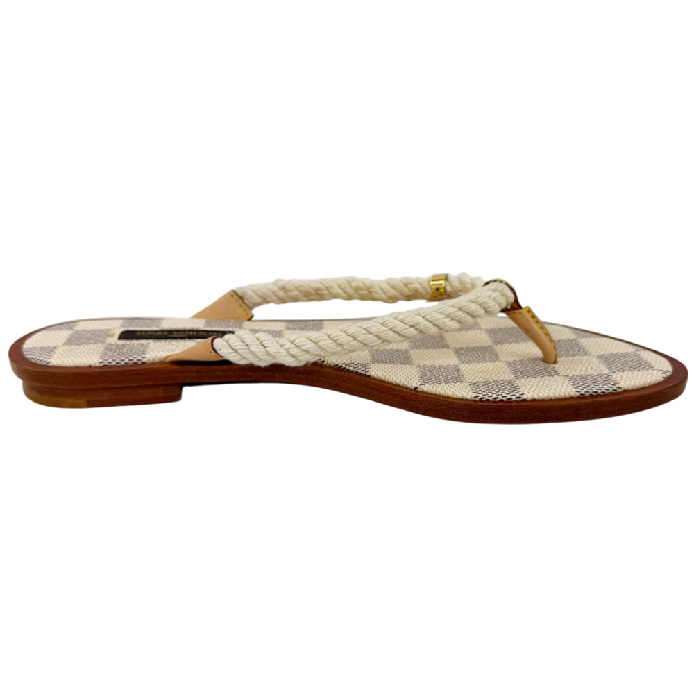 LOUIS VUITTON Damier Azur Rope Flip Flops Size 4.5 UK LHQ2289