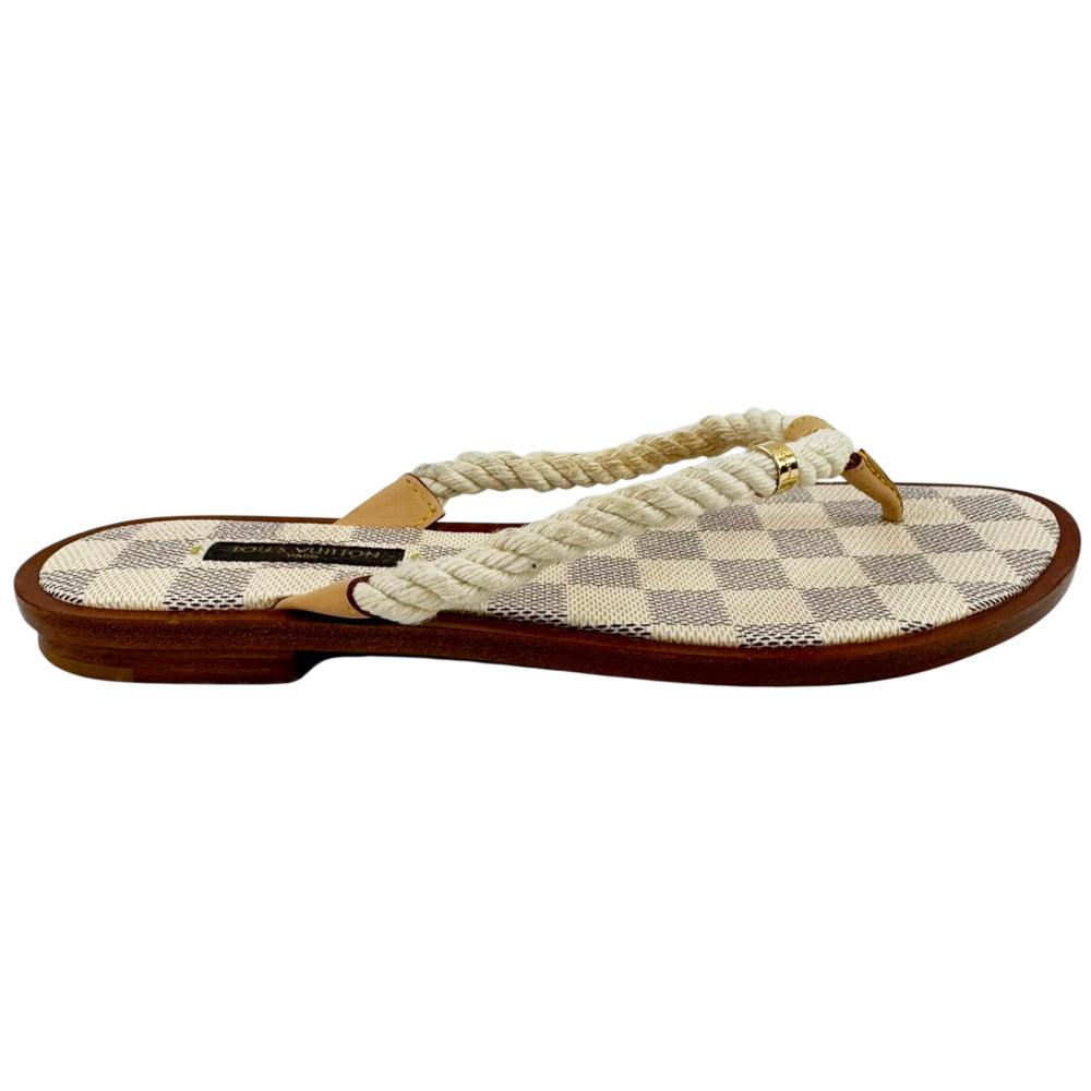 LOUIS VUITTON Damier Azur Rope Flip Flops Size 4.5 UK LHQ2289