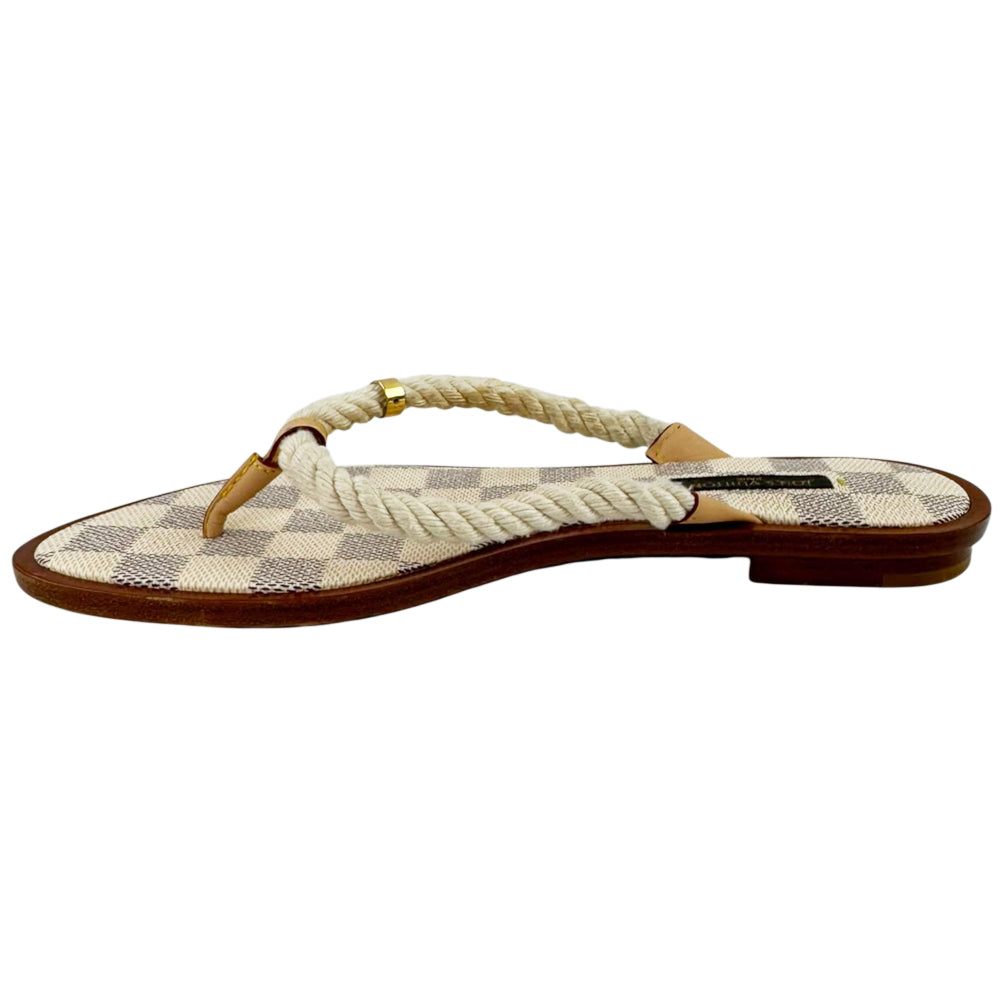 LOUIS VUITTON Damier Azur Rope Flip Flops Size 4.5 UK LHQ2289