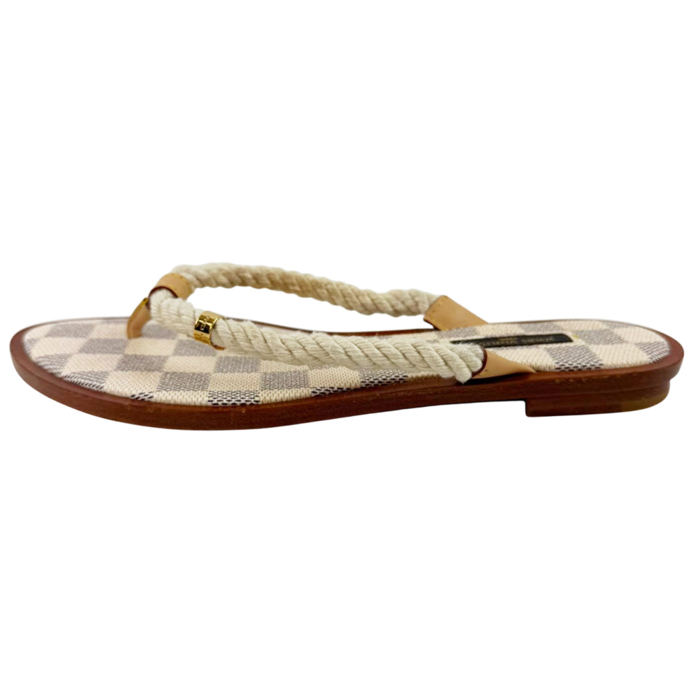 LOUIS VUITTON Damier Azur Rope Flip Flops Size 4.5 UK LHQ2289