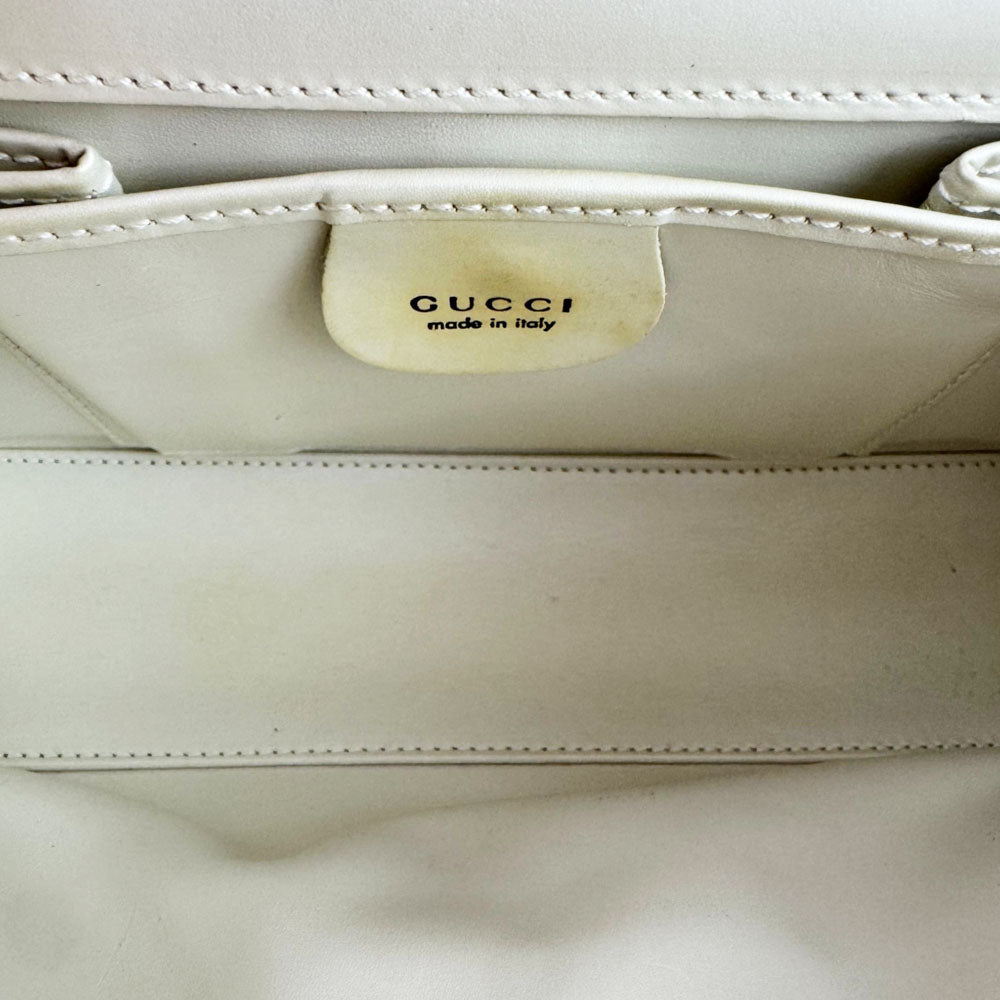 GUCCI White Leather Shoulder Bag LHQ2294