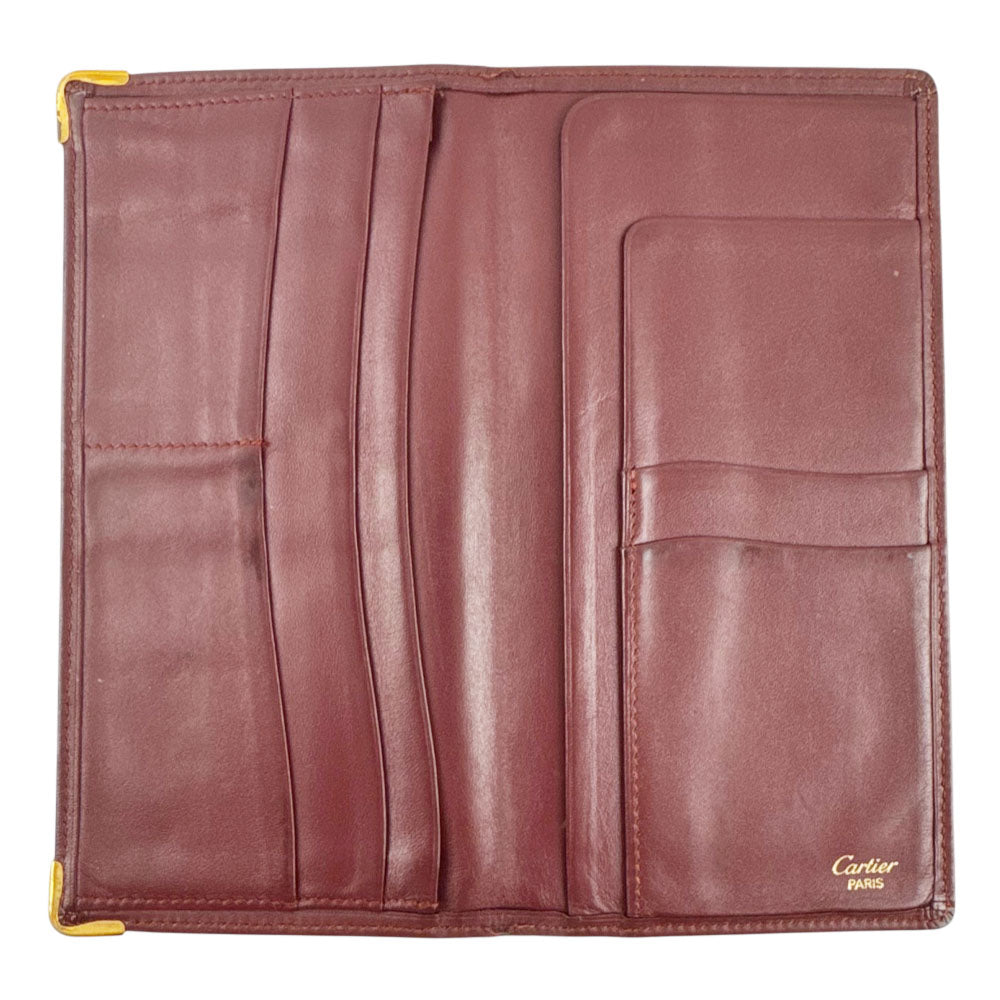 CARTIER Must Line Burgundy Leather Long Purse Wallet LHQ2297