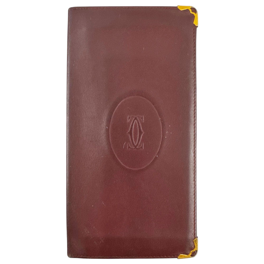 CARTIER Must Line Burgundy Leather Long Purse Wallet LHQ2297