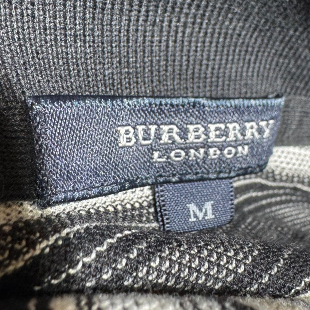 BURBERRY Grey/Beige Striped Polo Size M LHQ2298