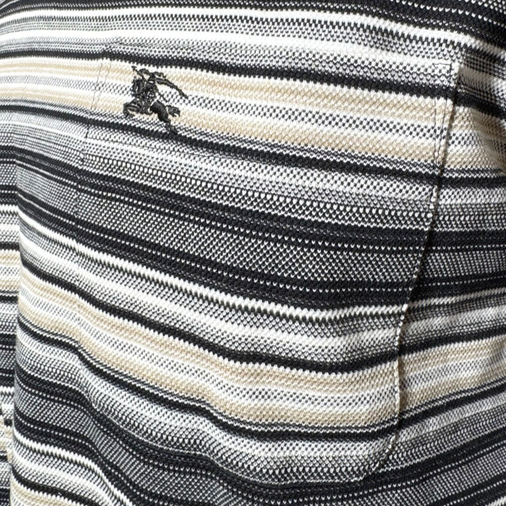 BURBERRY Grey/Beige Striped Polo Size M LHQ2298
