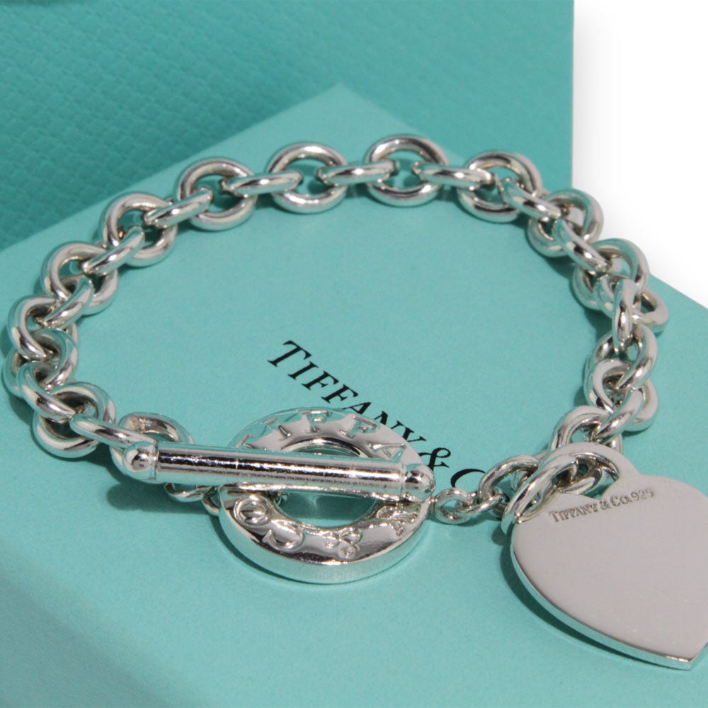 TIFFANY & Co. Bracelet en argent avec étiquette en forme de coeur LHQ230