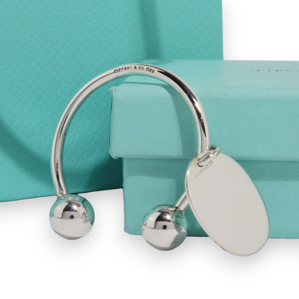 TIFFANY & Co. Oval Keyring Silver LHQ233