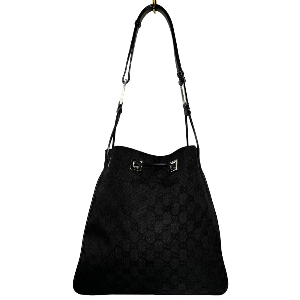 GUCCI GG Supreme Black Shoulder Bag LHQ238