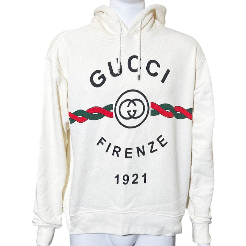 GUCCI White Firenze 1921 Pullover Hoodie Size S LHQ2397