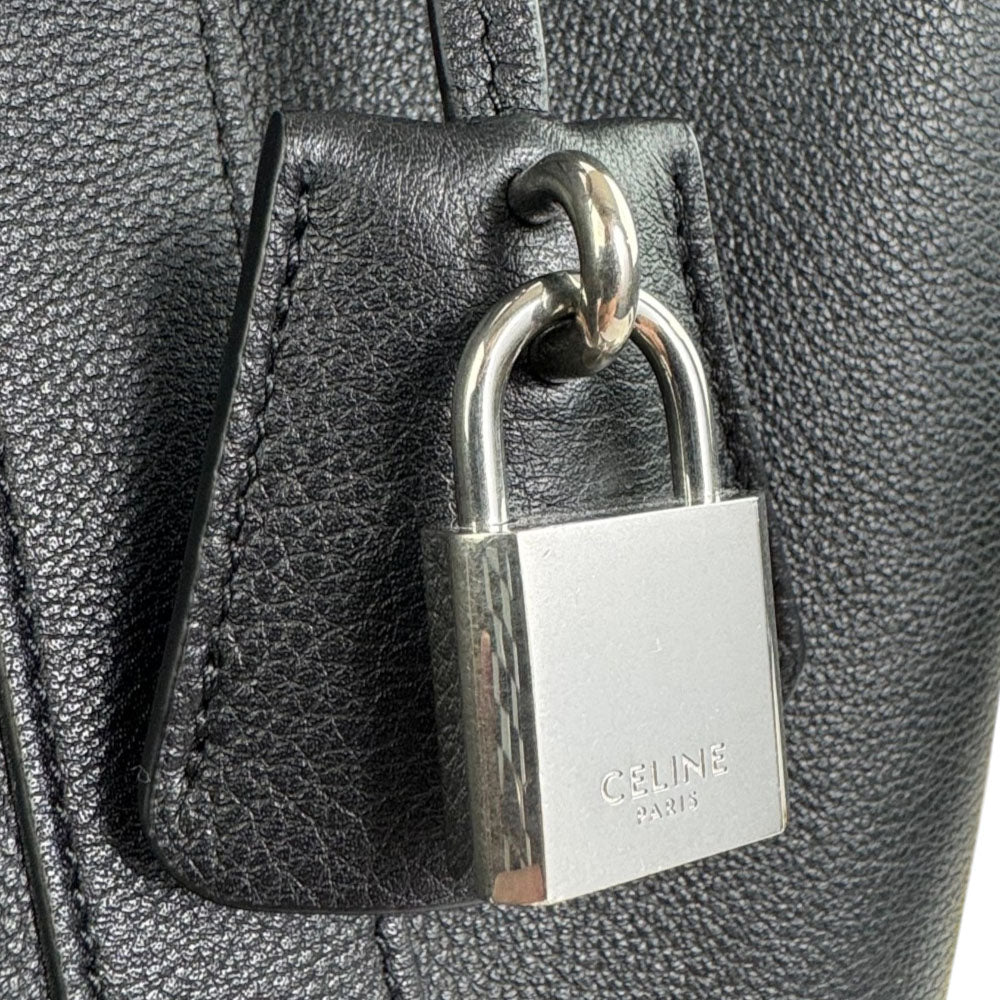 CELINE Medium Cabas Malaquais Black Leather Tote Shoulder Bag LHQ2404