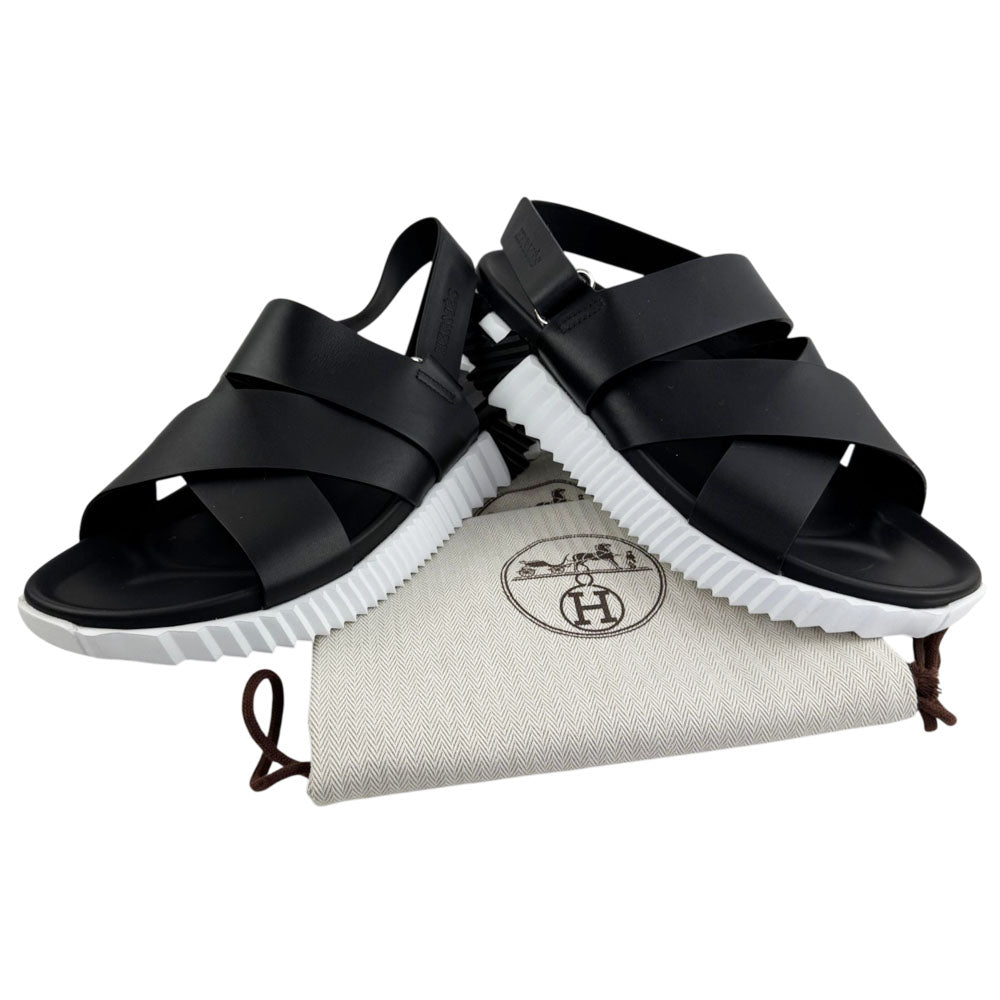 HERMES Electric Black Sandals Size 9 UK LHQ2405