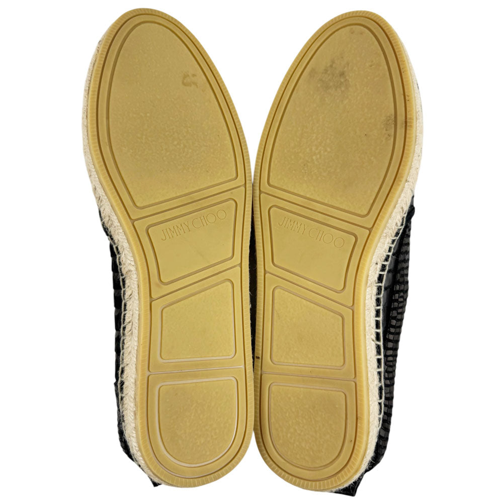 JIMMY CHOO Black Croc-Print Leather Espadrilles Size 9 UK LHQ2406