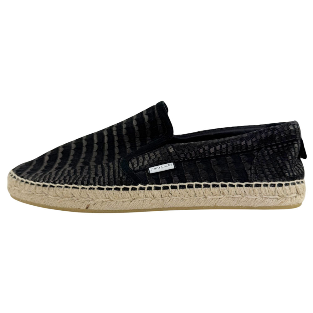 JIMMY CHOO Black Croc-Print Leather Espadrilles Size 9 UK LHQ2406