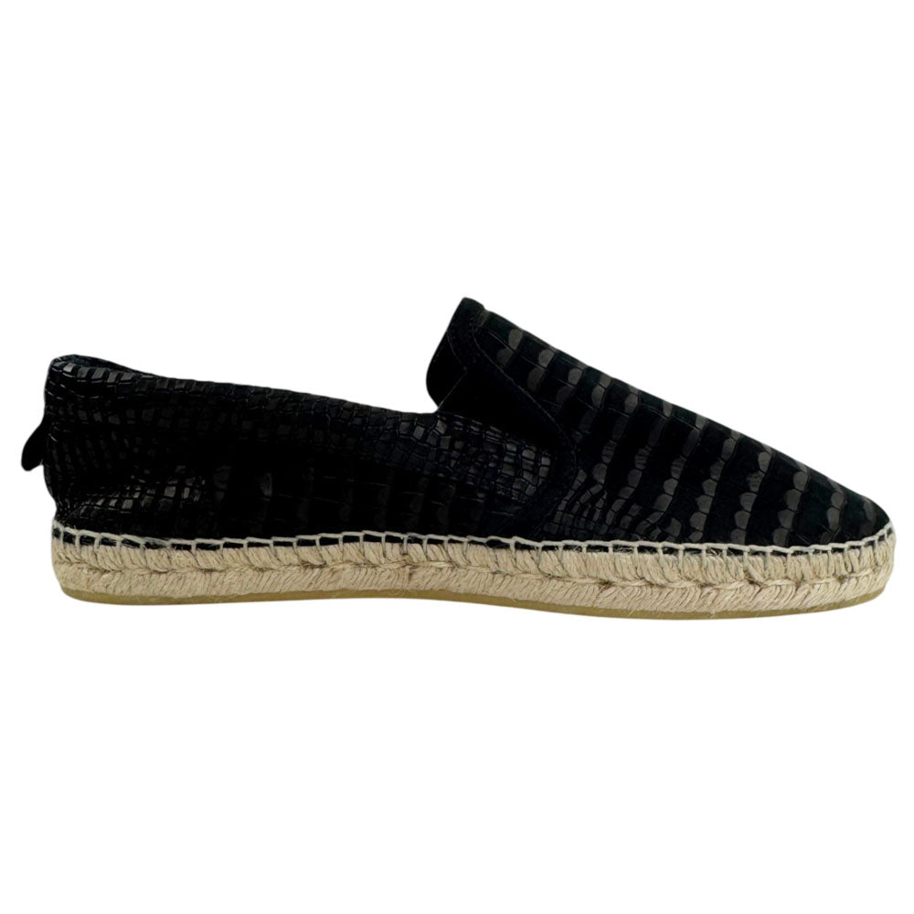 JIMMY CHOO Black Croc-Print Leather Espadrilles Size 9 UK LHQ2406