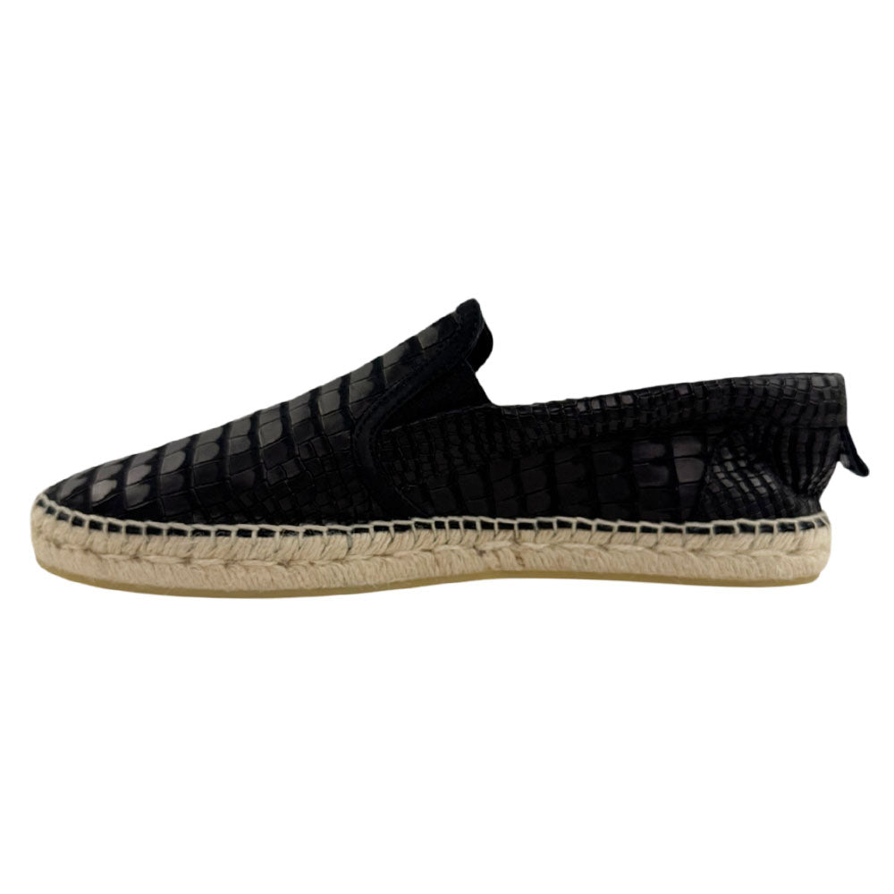 JIMMY CHOO Black Croc-Print Leather Espadrilles Size 9 UK LHQ2406