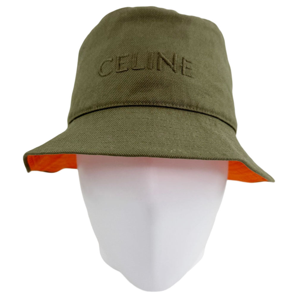 CELINE Green Canvas Bucket Hat Size M LHQ2408