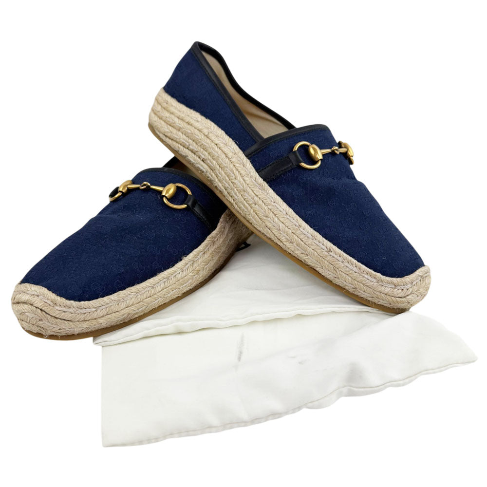 GUCCI GG Navy HorseBit Espadrilles Size 9 UK LHQ2412