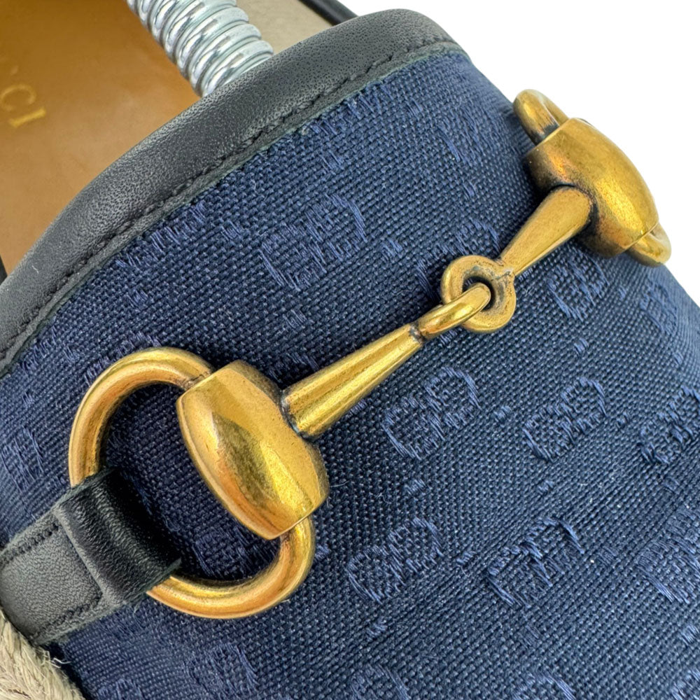 GUCCI GG Navy HorseBit Espadrilles Size 9 UK LHQ2412