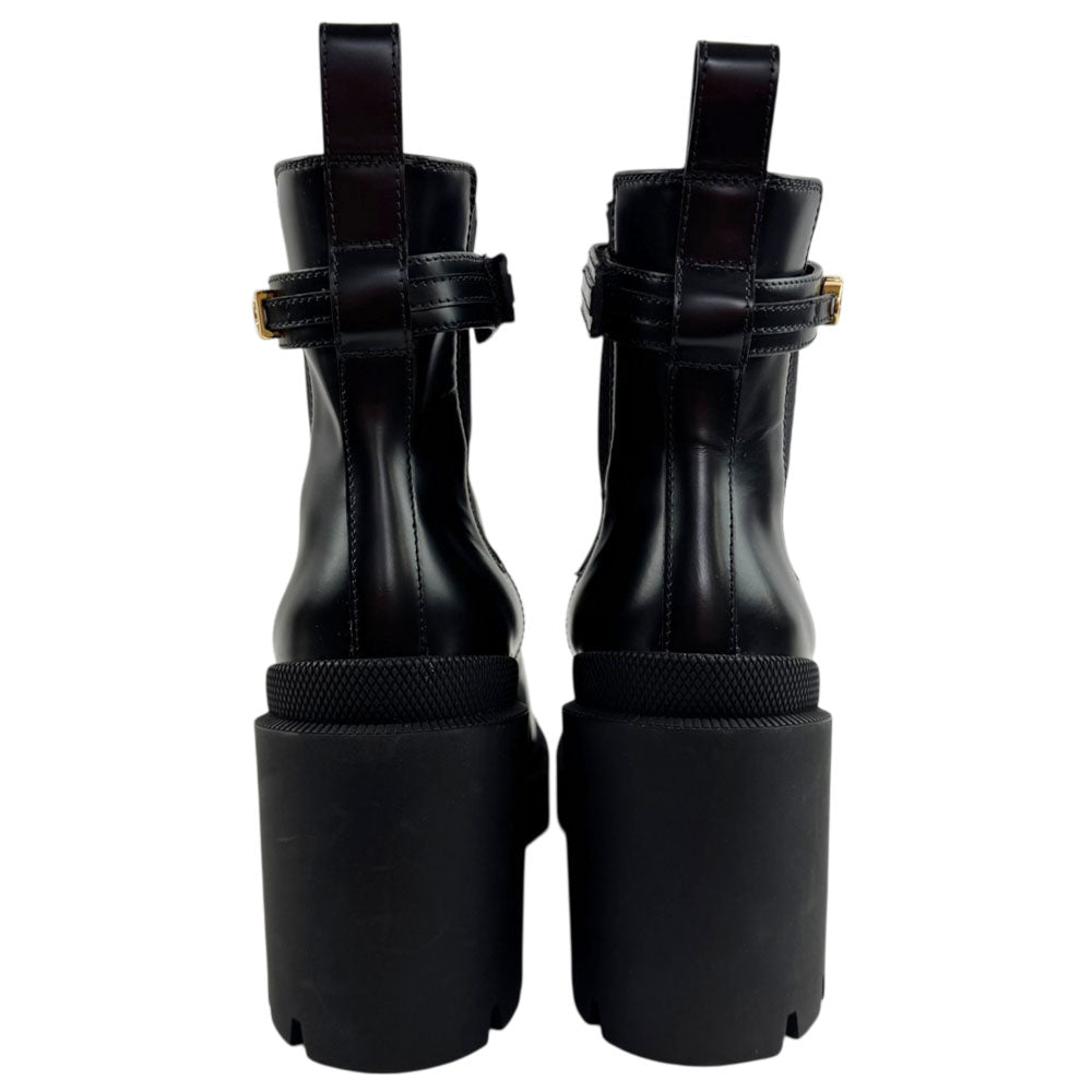 GUCCI Trip Black Leather Leather Logo-Strap Boots Size 7 UK LHQ2417