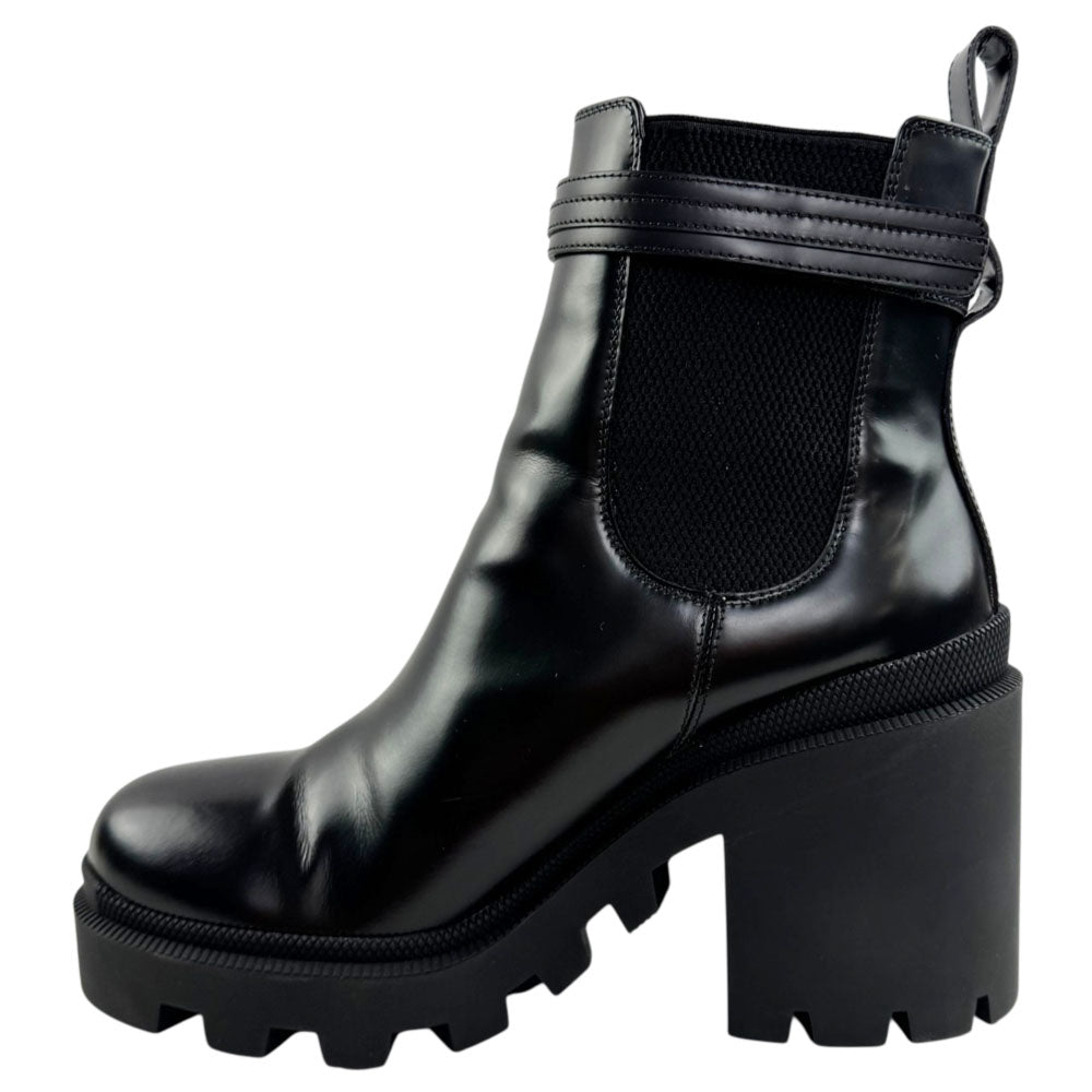 GUCCI Trip Black Leather Leather Logo-Strap Boots Size 7 UK LHQ2417