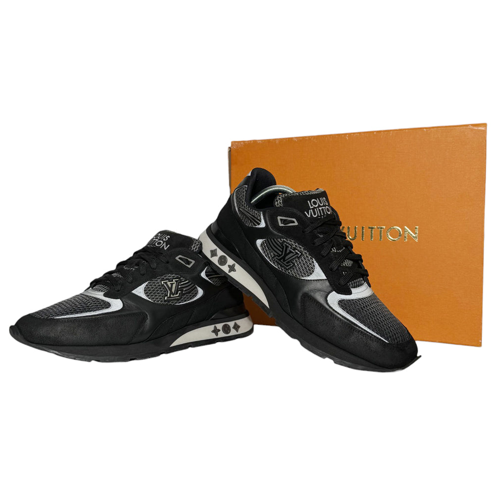 LOUIS VUITTON Run Away - Scarpe da ginnastica nere in pelle scamosciata grigia misura 8,5 UK LHQ244