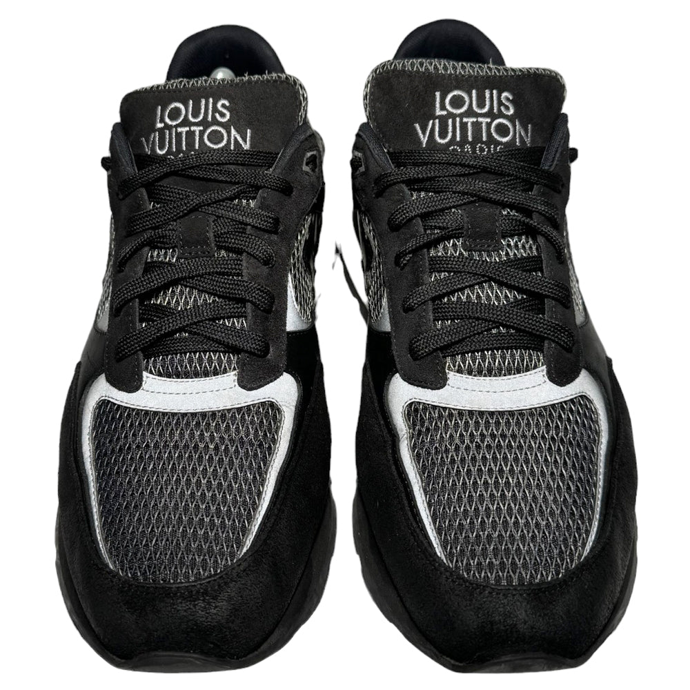 LOUIS VUITTON Run Away - Scarpe da ginnastica nere in pelle scamosciata grigia misura 8,5 UK LHQ244