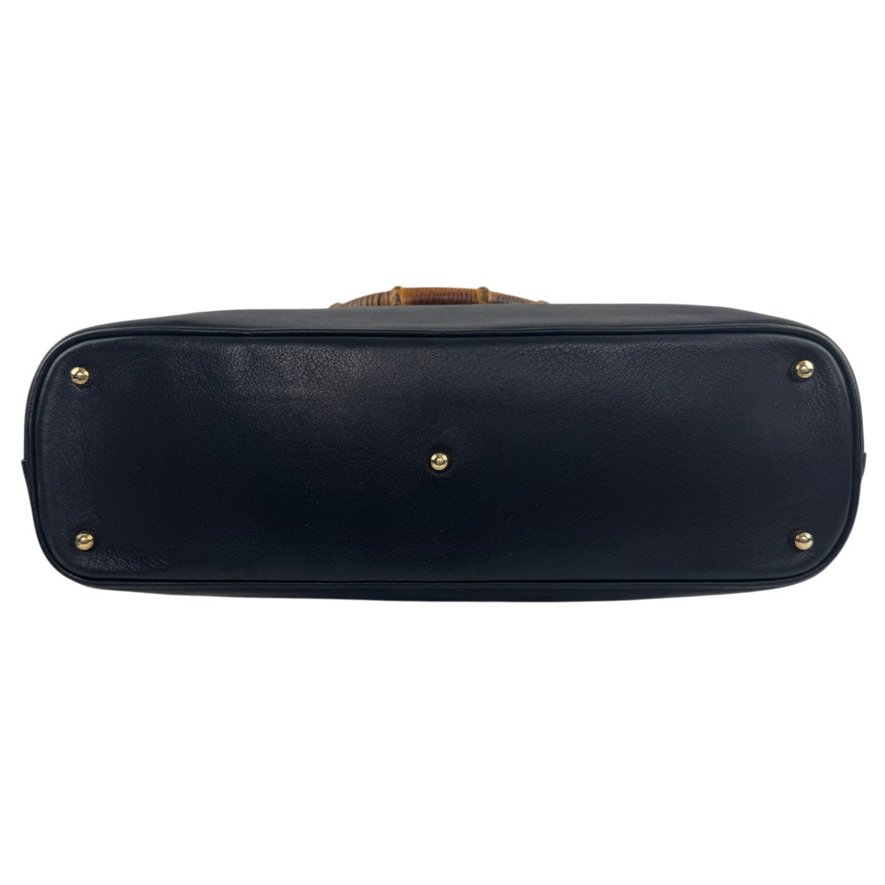 GUCCI Bamboo Black Leather Handbag LHQ2458