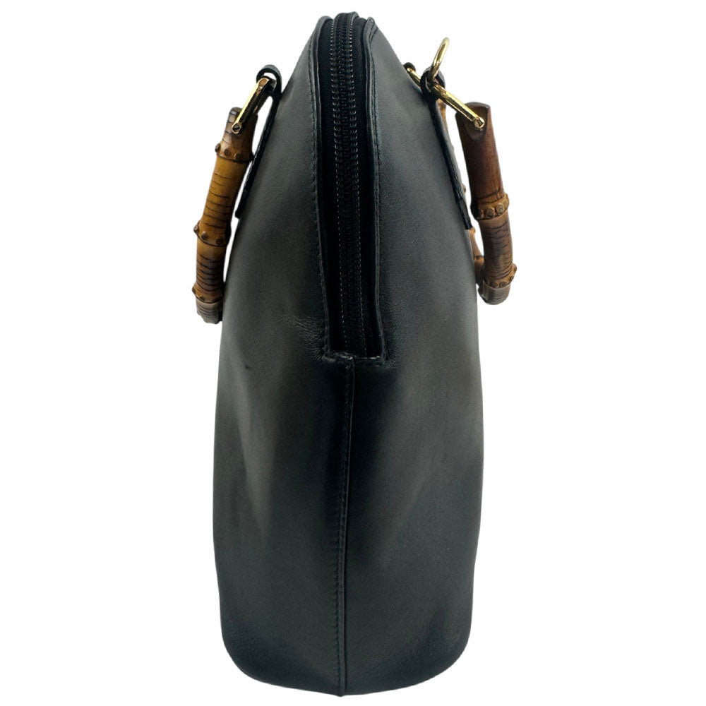GUCCI Bamboo Black Leather Handbag LHQ2458