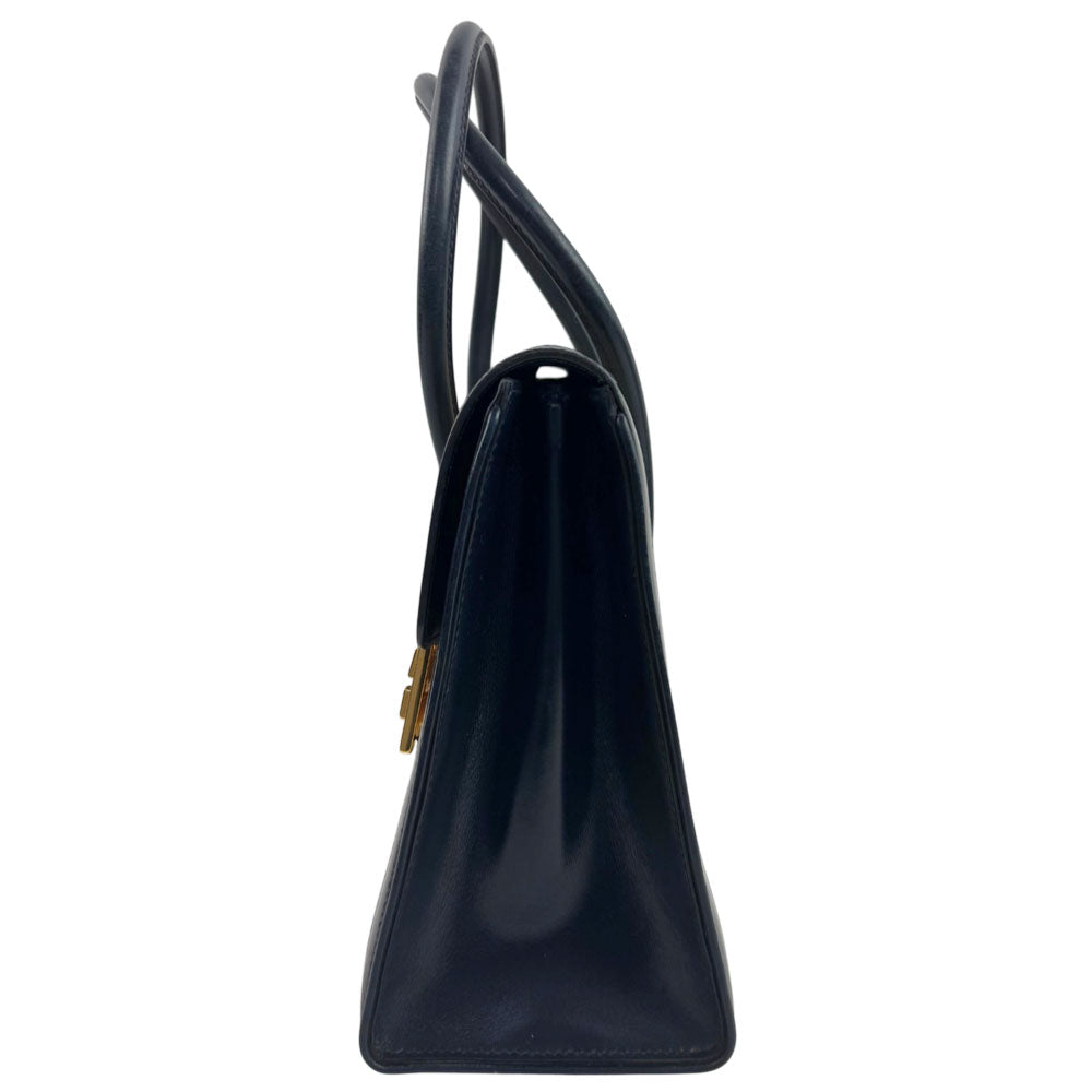 HERMES Drag Navy/Beige Horsehair Handbag LHQ2459
