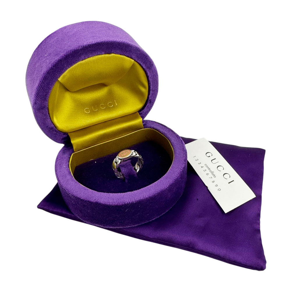 GUCCI GG Silver/Pink Ring Size O LHQ2463