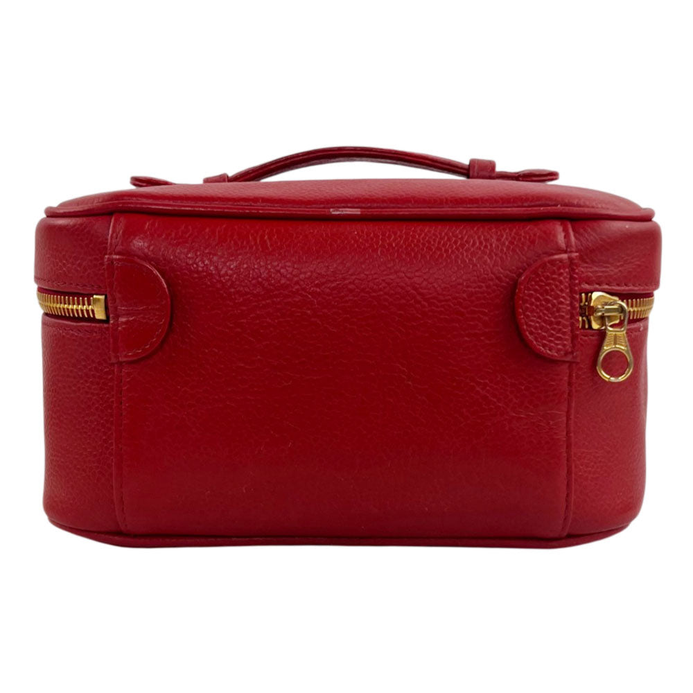 CHANEL Red Caviar Leather Vanity Case LHQ2489
