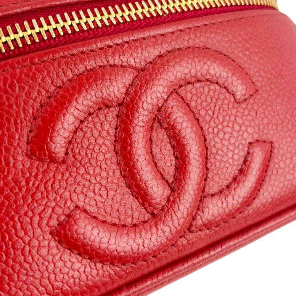 CHANEL Red Caviar Leather Vanity Case LHQ2489