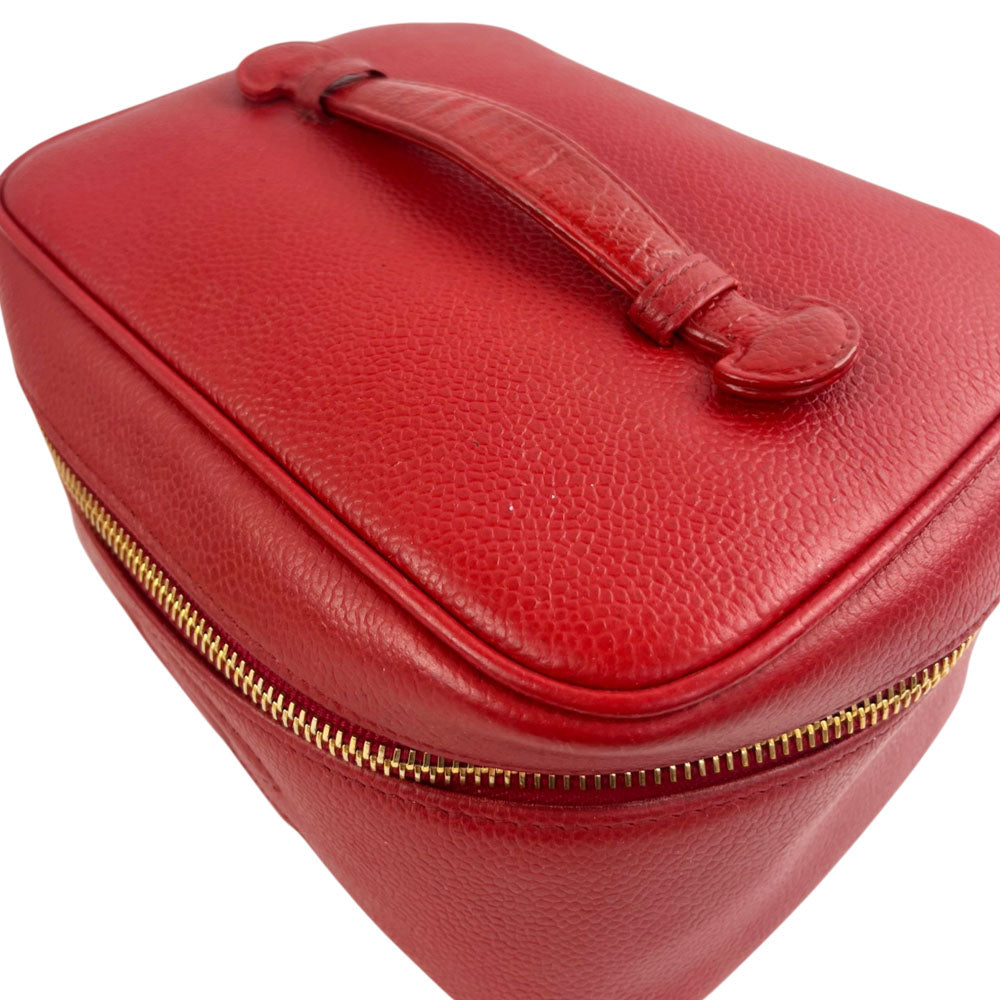 CHANEL Red Caviar Leather Vanity Case LHQ2489