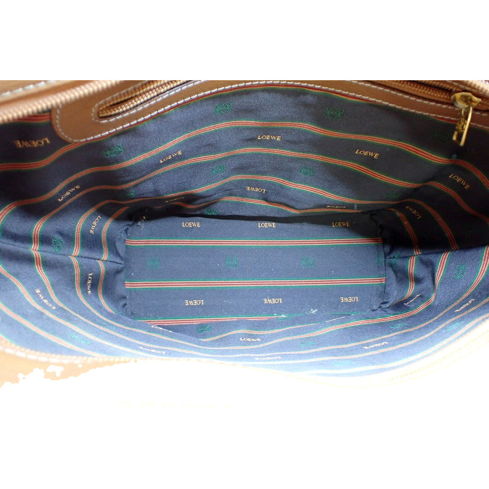 LOEWE Velazquez Leather Shoulder Bag Brown LHQ2506 - interior