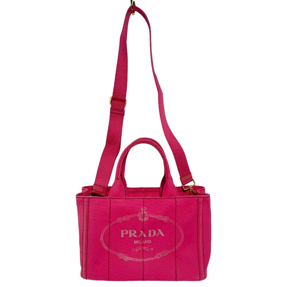 PRADA Canapa Tote Bolso Lona Rosa LHQ253