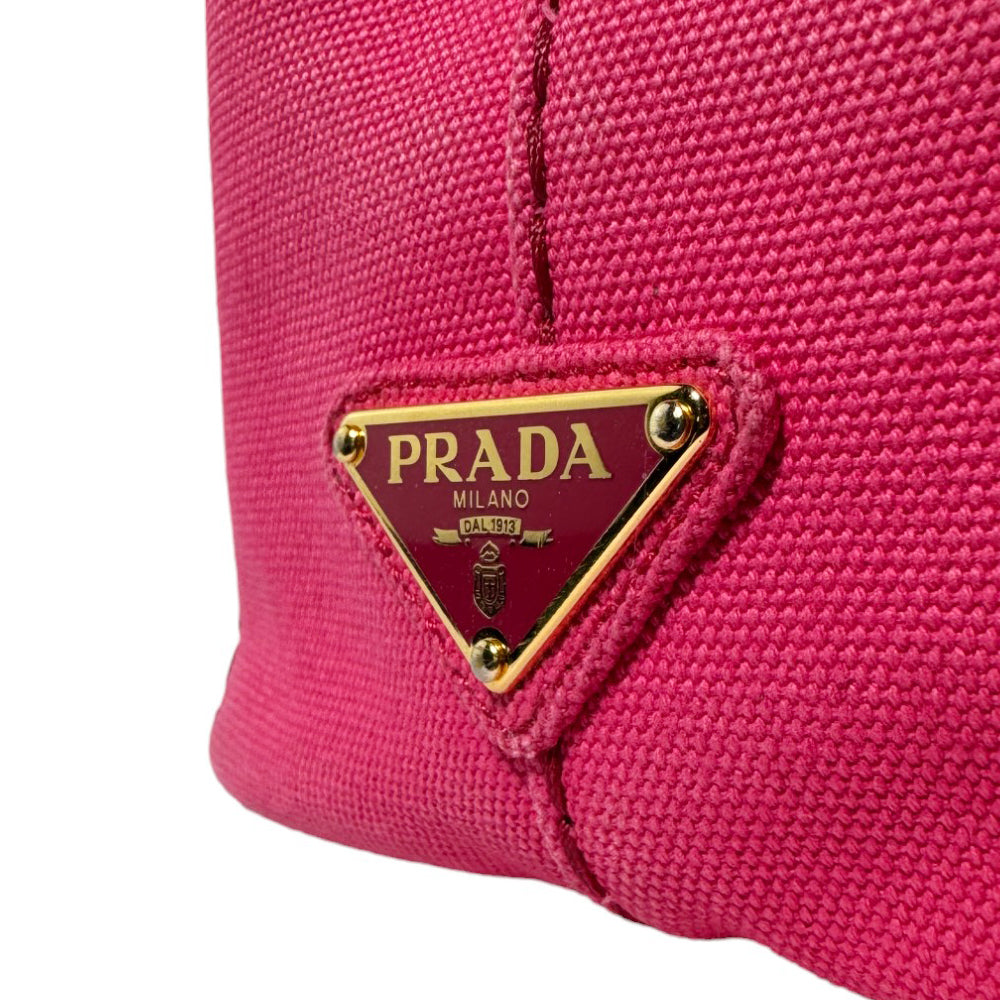 PRADA Canapa Tote Pink Canvas Bag LHQ253