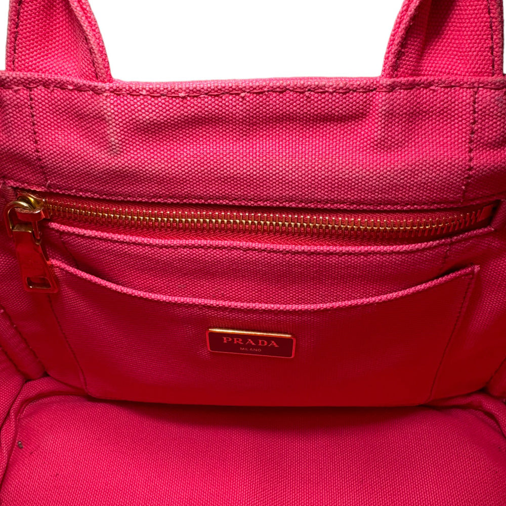 PRADA Canapa Tote Bolso Lona Rosa LHQ253