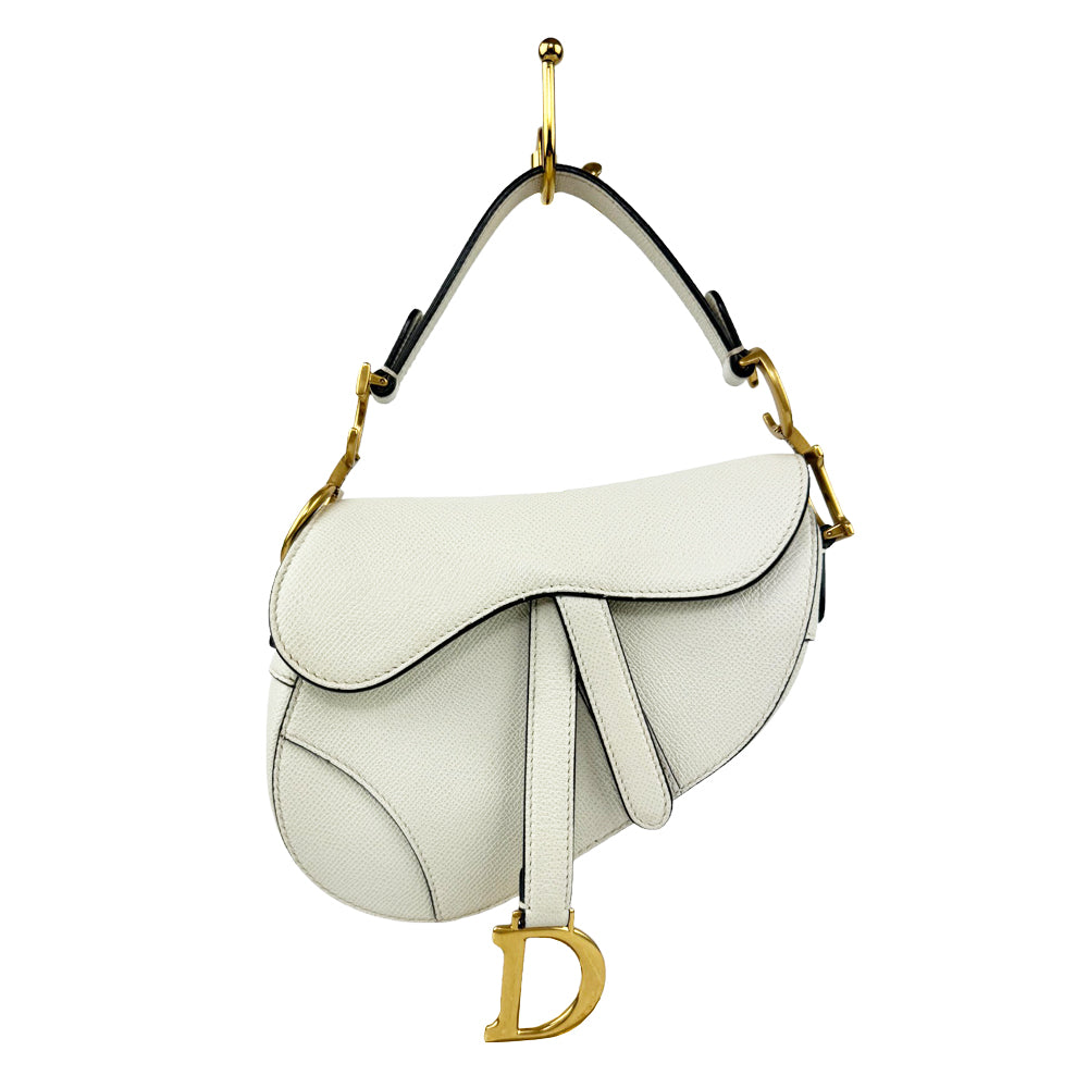 CHRISTIAN DIOR Saddle Bag Bolso de cuero blanco LHQ254