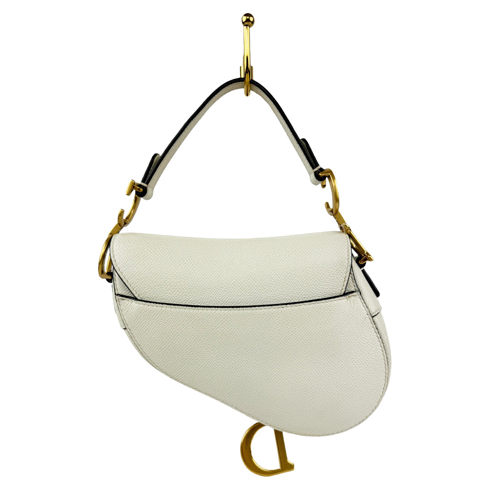 CHRISTIAN DIOR Saddle Bag Bolso de cuero blanco LHQ254