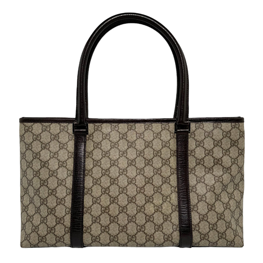 GUCCI Bolso de hombro de lona y piel marrón GG LHQ255