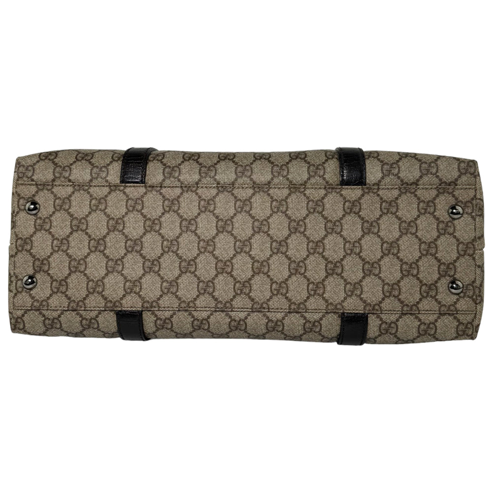 GUCCI Bolso de hombro de lona y piel marrón GG LHQ255