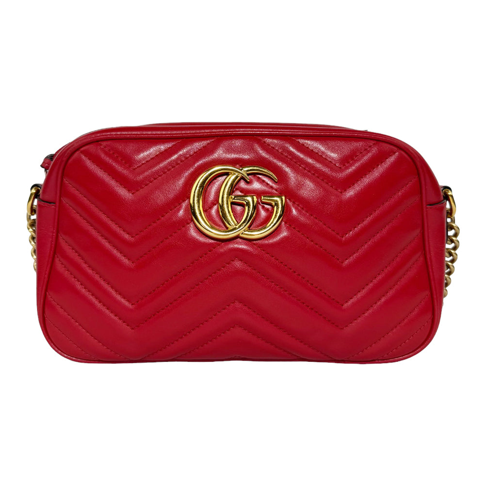 GUCCI GG Marmont Chain Shoulder Bag Rouge LHQ257