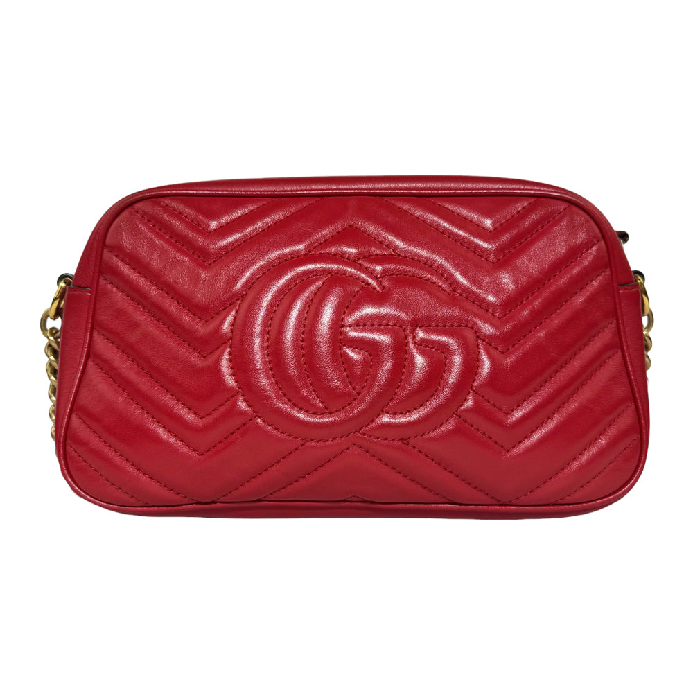 GUCCI GG Borsa a tracolla con catena Marmont Rosso LHQ257