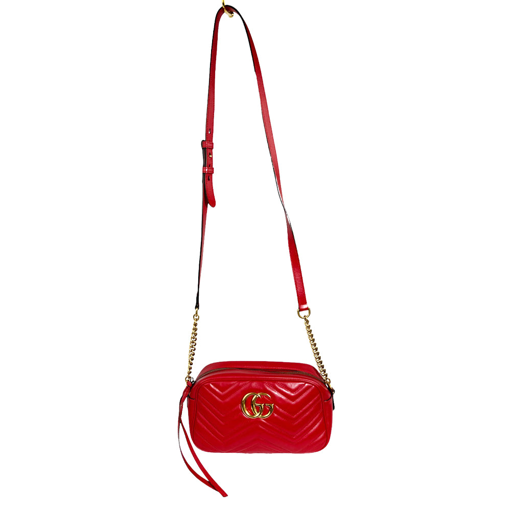 GUCCI GG Borsa a tracolla con catena Marmont Rosso LHQ257