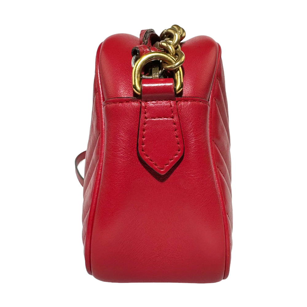 GUCCI GG Borsa a tracolla con catena Marmont Rosso LHQ257