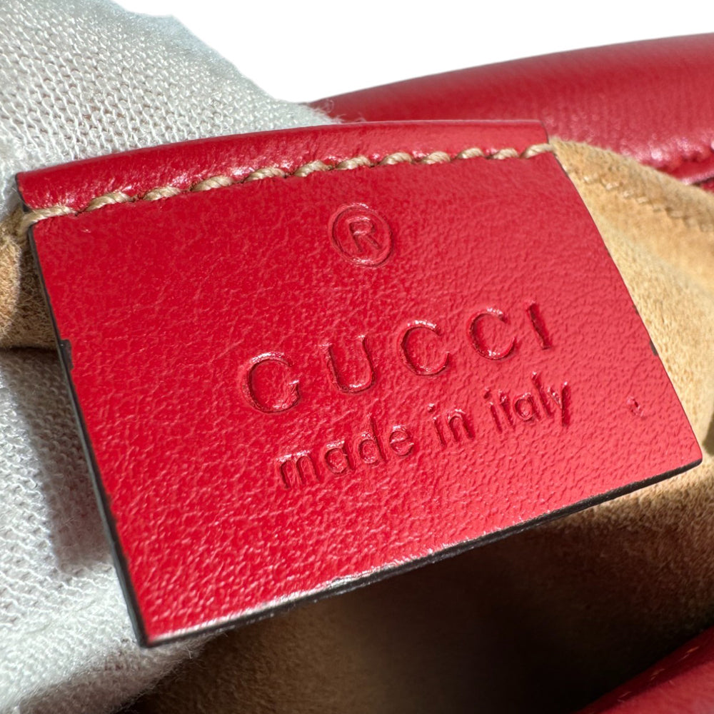 GUCCI GG Marmont Chain Shoulder Bag Red LHQ257