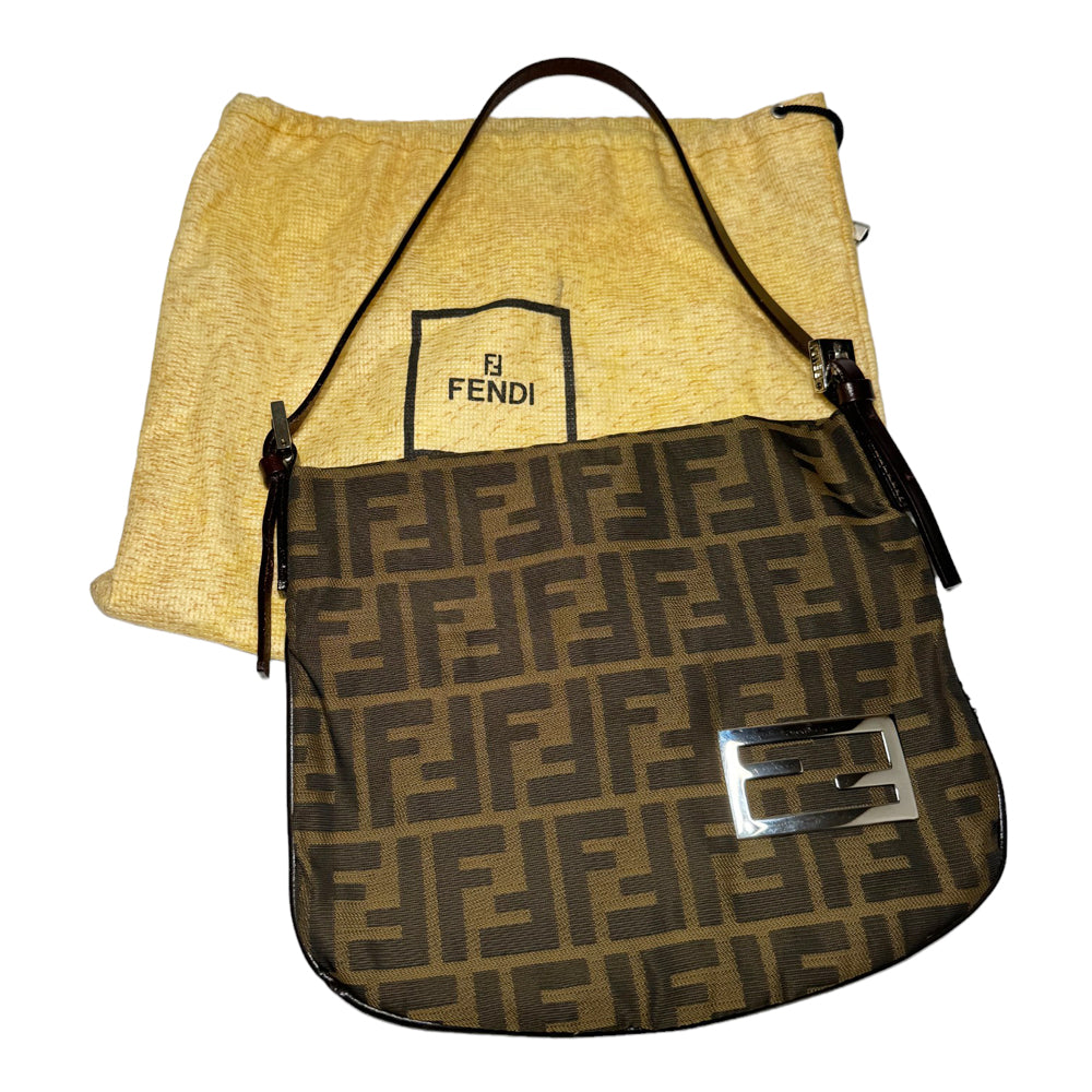 Bolso de hombro FENDI Zucca de lona y piel LHQ258