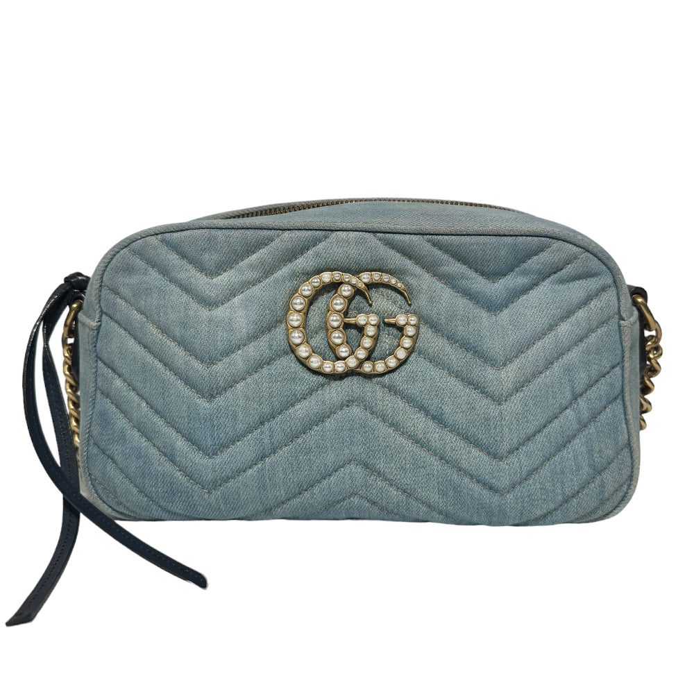 GUCCI GG Bolso con cadena Marmont Denim LHQ261